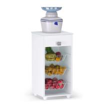Fruteira Balcão Rosella 3 Cestos para Cozinha 1 Gaveta Branco