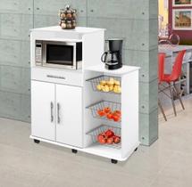 Fruteira Balcao Tamara Com 06 Rodizios Cor Branca Brilho