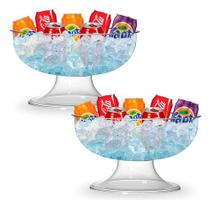 Fruteira Balde de Gelo Taça Gigante 10L Bala Doces Sobremesa Acrílico Cristal kit com 2 Taças