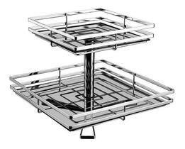 Fruteira Bancada Dupla Quadrada Com Vidro Giratoria Cromado - Giosul