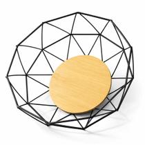 Fruteira Bowl Preta Fosca com Base em Madeira Natural Design Premium e Estilo Moderno WESTING by BSMIX