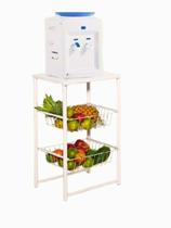 Fruteira branca de cozinha aramada base para bebedouro metal