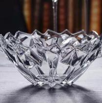 Fruteira Centro De Mesa Rocks Galaxy De Vidro Transparente, Design Moderno, 25cm, Decoração Sala e Jantar.