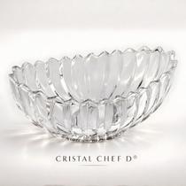 Fruteira Centro de Mesa Vaso Vidro Grosso Cristal Tigela Bowl 28cm Oval Decoração Cozinha Sala
