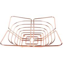 Fruteira Cesta De Mesa Cozinha Inox Rose Gold Elegante 28cm