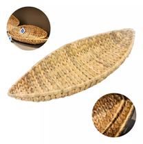 Fruteira Cesta Oval Em Fibra Natural Seagrass Com Estrutura Em Metal Resistente Multiuso Boho Chic