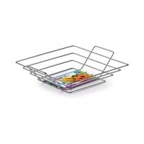 Fruteira Cesto De Mesa Para Cozinha Em Aço Quadrada Arthi
