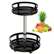 Fruteira Cesto Organizador 2 Andares Giratorio Prateleira Porta Condimento Vinho Azeite Mesa Bancada Resistente Multiuso Fruteira Cesto Organizador 2 Andares Giratorio Prateleira Porta Condimento Vinho Azeite Mesa Bancada Resistente Multiuso