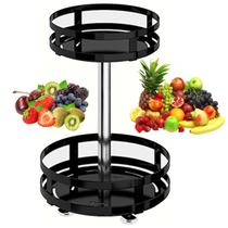 Fruteira Cesto Organizador 2 Andares Giratorio Prateleira Porta Condimento Vinho Cozinha Banheiro Bancada Mesa Resistente Multiuso Fruteira Cesto Organizador 2 Andares Giratorio Prateleira Porta Condimento Vinho Cozinha Banheiro Bancada Mesa Resistente Multiuso