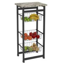 Fruteira Chão Multiuso Tampo Pedra Granito Cor:Craqueada