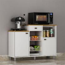 Fruteira Chão Nora Multiuso Flex 3 Portas Gaveta Mobilihouse Cinamomo Com Branco Acetinado