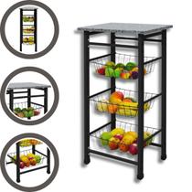 Fruteira Chao Preta Tampo Granito Marmore Pedra Resistente