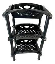Fruteira Com 3 Cestas Plástico Fácil De Montar Cor Preto Fruteira Com 3 Cestas Plástico Fácil De Montar Cor Preto