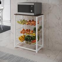 Fruteira com Suporte para Micro-ondas Barcelona Aço Branco Cesto Branco Tampo Amendoa Fruteira com Suporte para Micro-ondas Barcelona Aço Branco Cesto Branco Tampo Amendoa