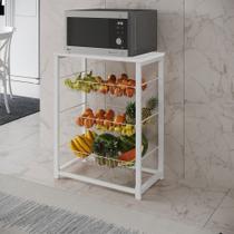 Fruteira com Suporte para Micro-ondas Barcelona Aço Branco Cesto Branco Tampo Branco