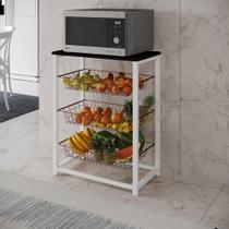 Fruteira Com Suporte Para Micro-Ondas Barcelona Aço Branco Cesto Cobre Tampo Preto Cor: Cobre