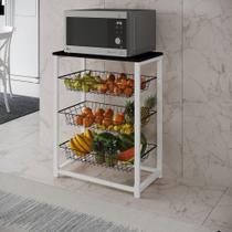 Fruteira Com Suporte Para Micro-Ondas Barcelona Aço Branco Cesto Preto Tampo Preto Cor: Preto