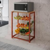 Fruteira Com Suporte Para Micro-Ondas Barcelona Aço Cobre Cesto Branco Tampo Canela Cor: Branco