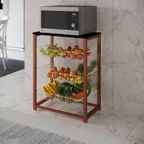 Fruteira Com Suporte Para Micro-Ondas Barcelona Aço Cobre Cesto Branco Tampo Preto Cor: Branco