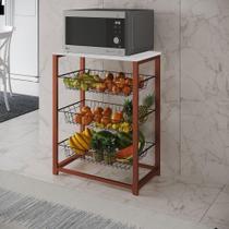 Fruteira Com Suporte Para Micro-Ondas Barcelona Aço Cobre Cesto Preto Tampo Branco Cor: Preto