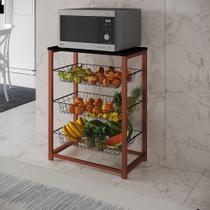 Fruteira Com Suporte Para Micro-Ondas Barcelona Aço Cobre Cesto Preto Tampo Preto Cor: Preto