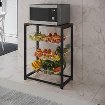 Fruteira Com Suporte Para Micro-Ondas Barcelona Aço Preto Cesto Branco Tampo Amêndoa Cor: Branco