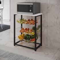 Fruteira Com Suporte Para Micro-Ondas Barcelona Aço Preto Cesto Branco Tampo Branco Cor: Branco
