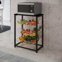 Fruteira Com Suporte Para Micro-Ondas Barcelona Aço Preto Cesto Branco Tampo Preto Cor: Preto