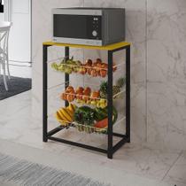 Fruteira Com Suporte Para Micro-Ondas Barcelona Aço Preto Cesto Cobre Tampo Branco Cor: Branco