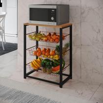 Fruteira Com Suporte Para Micro-Ondas Barcelona Aço Preto Cesto Cobre Tampo Canela Cor: Canela Fruteira Com Suporte Para Micro-Ondas Barcelona Aço Preto Cesto Cobre Tampo Canela Cor: Canela