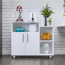 Fruteira Cozinha 2 Portas com 5 Rodizios Multiuso Tampo Para Microondas
