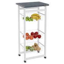 Fruteira Cozinha Aço Granito Chão Porta Frutas - Branco Fruteira Cozinha Aço Granito Chão Porta Frutas - Branco