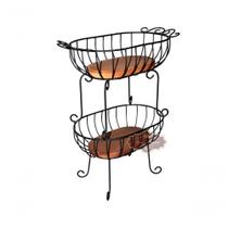 Fruteira Cozinha Madeira Dupla Ferro Preta 60 Cm. - Qualidade Garantida