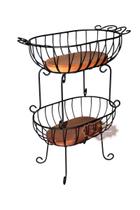 Fruteira Cozinha madeira dupla ferro Preta 60 cm