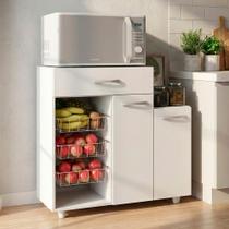 Fruteira Cozinha Multiuso Lisboa com Cestos 02 Portas e 01 Gaveta Branco - Desk Design Fruteira Cozinha Multiuso Lisboa com Cestos 02 Portas e 01 Gaveta Branco - Desk Design