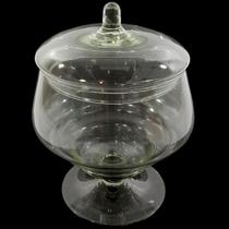 Fruteira de bomboniere vidro com tampa transparente 14x18cm - mistral vidros