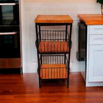 Fruteira de Chão 2 Andares em Ferro e Madeira Estilo Artesanal e Funcionalidade para sua Cozinha