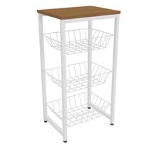 Fruteira De Chão 3 Cestos 75 cm LI035 Canela Branco KPB Fruteira De Chão 3 Cestos 75 cm LI035 Canela Branco KPB