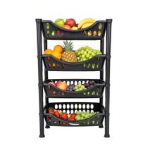 Fruteira De Chão 4 Andares Preta Organizador Multiuso Cozinha