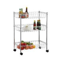 Fruteira de Chão Aço Cromado com 3 Cestos Ajustáveis Fruteira de Chão Aço Cromado com 3 Cestos Ajustáveis