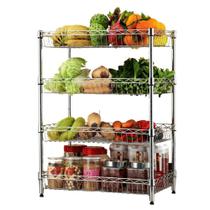 Fruteira de Chão Aço Cromado com 4 Cestos Ajustáveis Fruteira de Chão Aço Cromado com 4 Cestos Ajustáveis