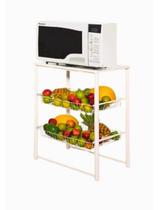Fruteira de chão branca base para microondas metal multiuso