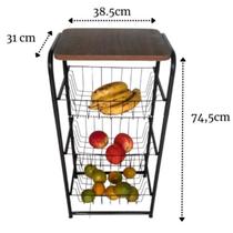Fruteira de Chão Cesto Organizador Fruteira 3 Andares
