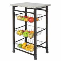 Fruteira De Chão Com 3 Cestos Removiveis Com tampo forte de pedra De marmore Granito