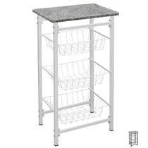 Fruteira de Chão Com Tampo De Granito Para Cozinha 3 Andar Cor:Preto Fruteira de Chão Com Tampo De Granito Para Cozinha 3 Andar Cor:Preto