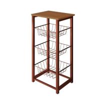 Fruteira De Chão Cozinha Desmontada Aço Cobre Tampo Canela Madri Cor: Marrom