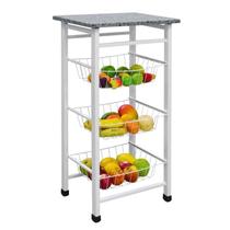 Fruteira De Chão Cozinha Metal Com Tampo De Granito