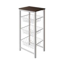 Fruteira De Chão Cozinha Montada Aço Branco Tampo Amêndoa Roma Cor: Branco