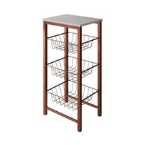 Fruteira De Chão Cozinha Montada Aço Cobre Tampo Branco Roma Cor: Branco
