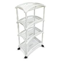 Fruteira De Chão De Plástico Multiuso Branco 4 Níveis Empilhável Organizador Vertical